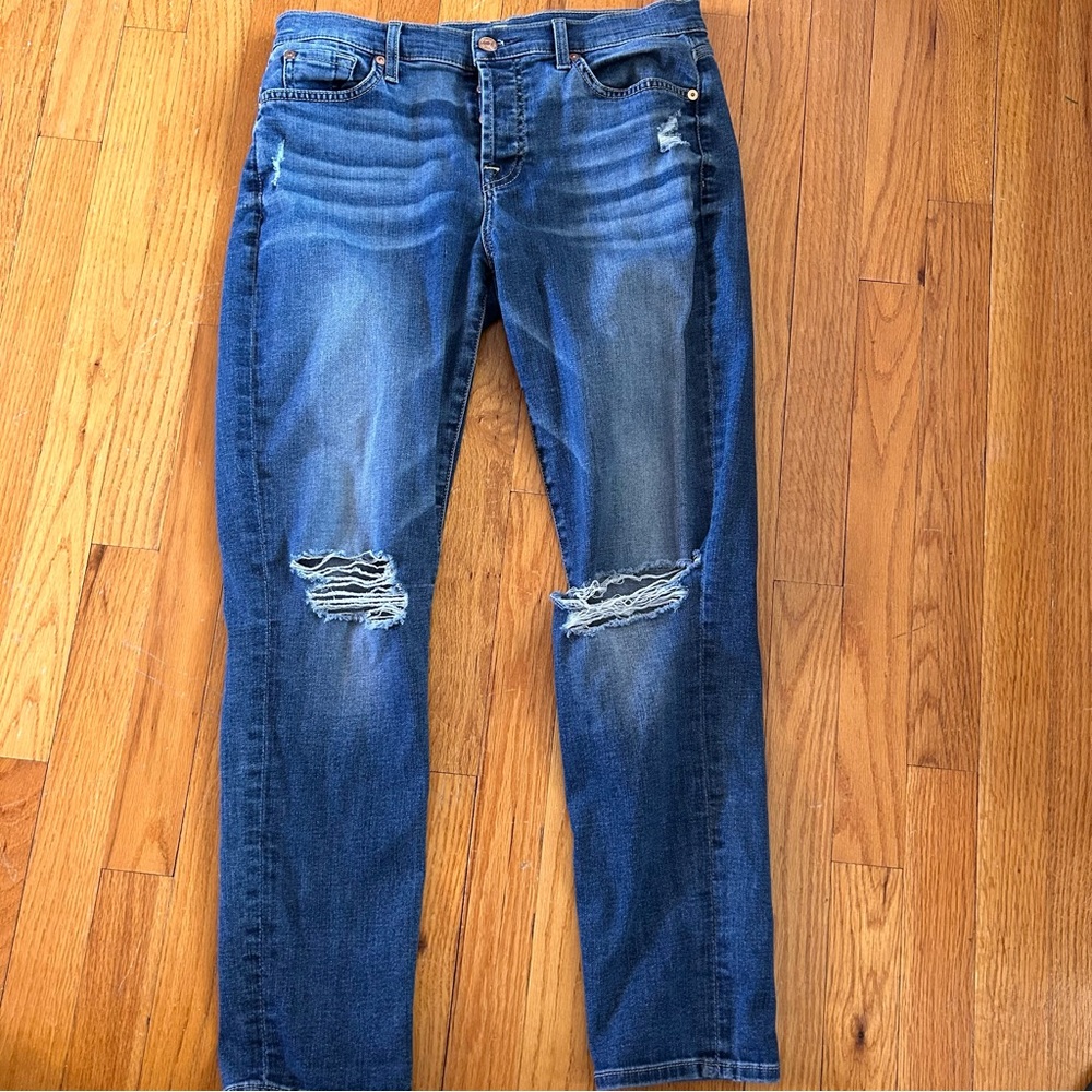 7 for All Mankind Blue Distressed Women's Jeans size 27 Josephina Boyfriend